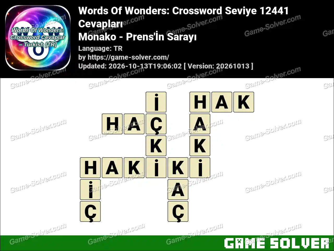 Words Of Wonders: Crossword Seviye 12441 Cevapları – Monako – Prens’İn Sarayı